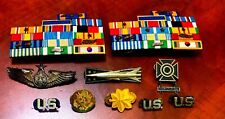 Military Award Ribbons (2) 6 bars with 30 Ribbons, 8+ pins, VG++ Condition picture
