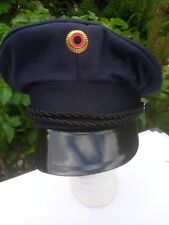 East German DDR Communist Era Cold War Blue Peaked Cap Hat Size Medium picture