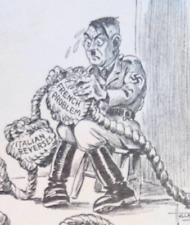 Hitler's Worries England Russia Italy Original Political Cartoon WWII 2/6/1941 picture