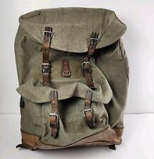 Swiss Army Sattler Backpack Salt and Pepper Military Leather Canvas 1964 Vintage picture