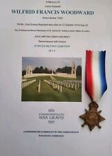 Original WW1 1914-15 Star Medal East Surrey Regiment Died 1963 France Woodward picture