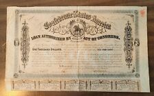 ORIGINAL CIVIL WAR 1864 $1000 CONFEDERATE BOND WITH 5 ATTACHED COUPONS picture
