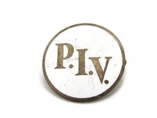 WWII Panzer PIV P.I.V. White Enamel Pin Vintage Frankfurt picture