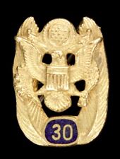 Vintage Gold Tone 30 Years of Service US Military Eagle Crest Pin Civil Service picture