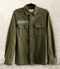 US Army Military Vintage 1977 Olive Green Cold Weather Wool Field Shirt OG-108 S picture
