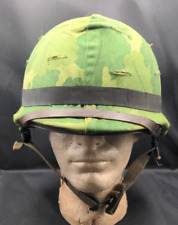 Vietnam War US M-1 helmet with camo cover complete with liner, picture