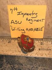 7th Infantry Regiment Crest Insignia -Lapel Pin- “Willing And Able” Vintage. picture