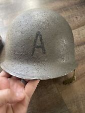 WW2 US Front Seam M1 Helmet Matched Set Navy Painted Gray  picture