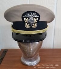 US Navy Khaki Cloth Cap Hat WO / LCDR Military Dress Uniform Sz 6-7/8 Kingform picture
