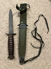 Vintage US Army USMC Utica Cutlery Co. Carbine Bayonet Knife & Scabbard picture