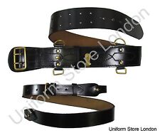 Sam Browne Belt + Shoulder Strap, Black Leather, Gold fitting R240 picture
