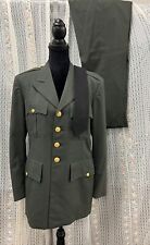 US Army VIETNAM ERA Officer Green Dress Uniform Jacket Pants Tie Wool Blend 38 picture