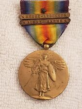 WWI U.S. VICTORY MEDAL with MEUSE ARGONNE & AISNE MARNE BARS & STAR picture
