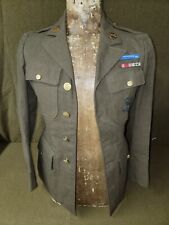 WWII US Army Coat with Ribbon Bars, Collar Discs, and CIB Dated 1940 picture