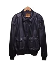 Vintage Flight Bomber Jacket Aviator Leather Black US Army Air Force Type A-2 Lg picture