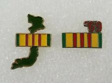 Vietnam Map with Service Ribbon & Service Ribbon '69 Military Hat Lapel Pin picture