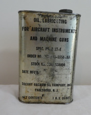 USAAF Army Full Can Lubricating Oil Aircraft Instruments & Machine Guns WW2 1942 picture