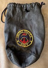United States NAVY World War Leather Pull Bag Was Found In Bunker Wood Box picture