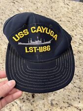 Vintage US Navy Snapback Hat Naval Ship USS CAYUGA LST-1186 Military Sailor picture