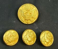 VINTAGE ~ Lot/4 Brass Military Buttons with Eagle Crest (3 Small & 1 Large) picture