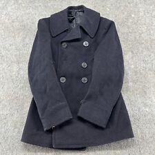 VINTAGE US Navy Pea Coat Mens 38R Black Wool WWII WW2 8 Button Authentic 30s 40s picture