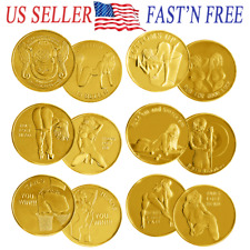 6PCS Good Luck Heads Tails Gold Token Challenge Coins Sexy Girl Gift For Man picture