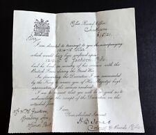 WWI Records Office Letter Original British Forces To Parent of Fallen Soldier picture
