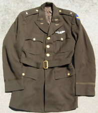 WW2 AAF Chocolate Brown Warrant Officer Pilot's 4 Pocket Tunic - Badged picture