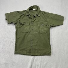 Vintage Military Shirt Green Sateen OG 107 Type 1 Mens Small Button Up Cutoff picture