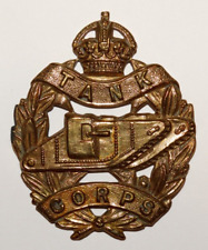 BRITISH MILITARY CAP BADGES, Royal Tank Corps Cap Badge, Brass,  WW1 picture