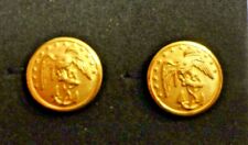 Pair Militaria Brass Button - Superior Quality Eagle Ancor Army picture