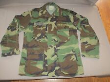 Vintage Woodland Camo US Army Combat Coat Shirt Large Long Med Com Colonel Pin picture