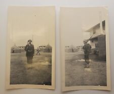 Original WW2 Photograph Lot of American Soldier Two Views Army Camp Tents 1940s picture