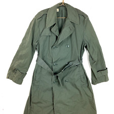 Vintage Military Button Up Belted Trench Coat Jacket Size 38R Vietnam Era 60s picture