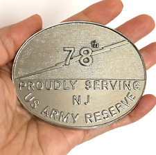 Vintage US Army Reserve New Jersey 78th Infantry Division Large Belt Buckle 3.5” picture