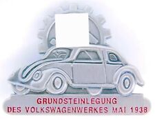 VERY RARE German 1938 Volkswagen VW Ground Breaking Plant Works Badge Pin picture