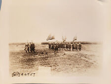 WW1 US Signal Corps Photo of Line of Honor Guard Soldiers Holding Flags picture