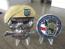 US Army Ranger Light Fighters School & 75th Ranger Reg Skull Challenge Coins picture