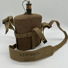 VTG WW2 BRITISH ARMY MILITARY WEBBING WOOL P37 WATER CANTEEN FLASK WITH CARRIER picture