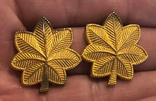 Vintage US Army Major Gold Oak Leaf Insignia Military Pins Pair Meyer picture