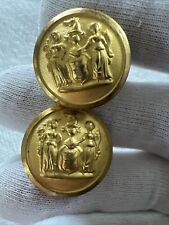 2- Vintage OLD NEW JERSEY STATE SEAL MILITIA BRASS UNIFORM Cuff Links picture