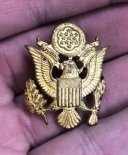 Vintage US Army Hat Cap Badge Screw Back Military Insignia Pin Eagle picture