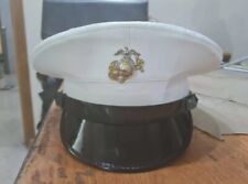 USMC Dress Blues Marine Hat White Vinyl New, Never Worn Authentic Military Hats picture