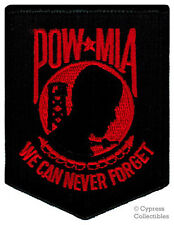 POW-MIA PATCH VIETNAM WAR embroidered iron-on BLACK RED military veteran emblem picture