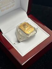 WWII 10k Gold & 925 Silver SeaBees US Navy Construction Battalion Ring Size 9 picture