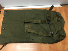 1977 US Army Large  Olive Green Canvas Top Load Duffle Bag with Straps & Handle picture