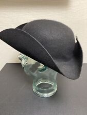 Round 100% Wool Felt Cocked Hat Black WPL 5923 Tricorn Revolutionary Vintage picture