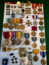 VINTAGE MILITARY LOT MEDALS PINS RIBBONS  picture