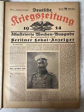 World War 1 bound German newspapers 1914-15 Deutche Kriegszeitung 30 Editions picture