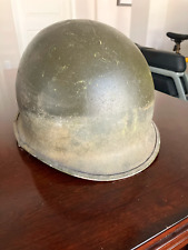 Original US Army WWII M1 Steel Helmet, Rear Seam, Swivel Bale, with Dark Paint picture